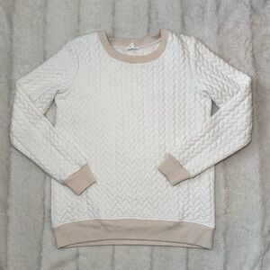 Club Monaco White & Cream Cable Design Sweater